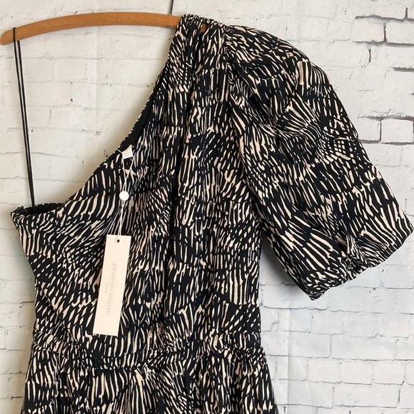 Jonathan Simkhai NWT Adriana Mini Dress Abstract Fern XS Asymmetrical Old Money - Picture 7 of 16